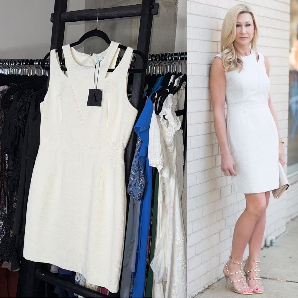 Anna Cate Eden Textured Cream Cotton Mini Dress with Cutout Shoulders